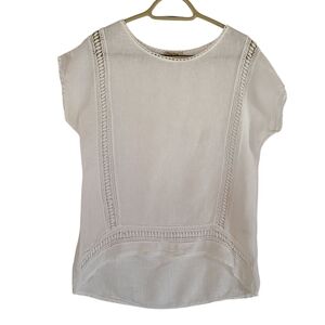 Alessia Pacini Linen Chic Blouse with Cotton Lace Look Accents Size S